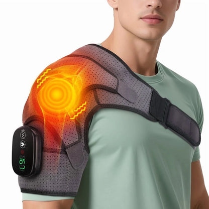 Cordless Shoulder Massager, Heated Shoulder Wrap with Vibration, Electric Shoulder Heating Pads, Heated Shoulder Braces with 3 Heating Setting, Left Right Shoulder Massage for Men Women