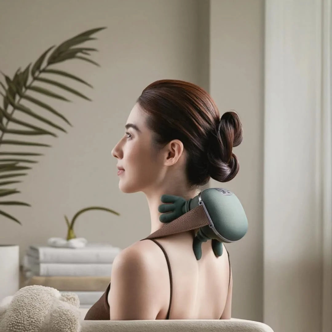 Bionic Wireless Heated Shiatsu Massager - Portable Deep Tissue 4D Kneading for Neck and Back Relief