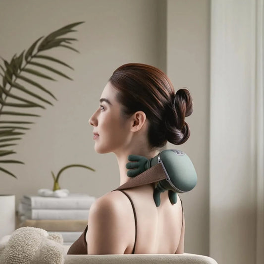 Bionic Wireless Heated Shiatsu Massager - Portable Deep Tissue 4D Kneading for Neck and Back Relief