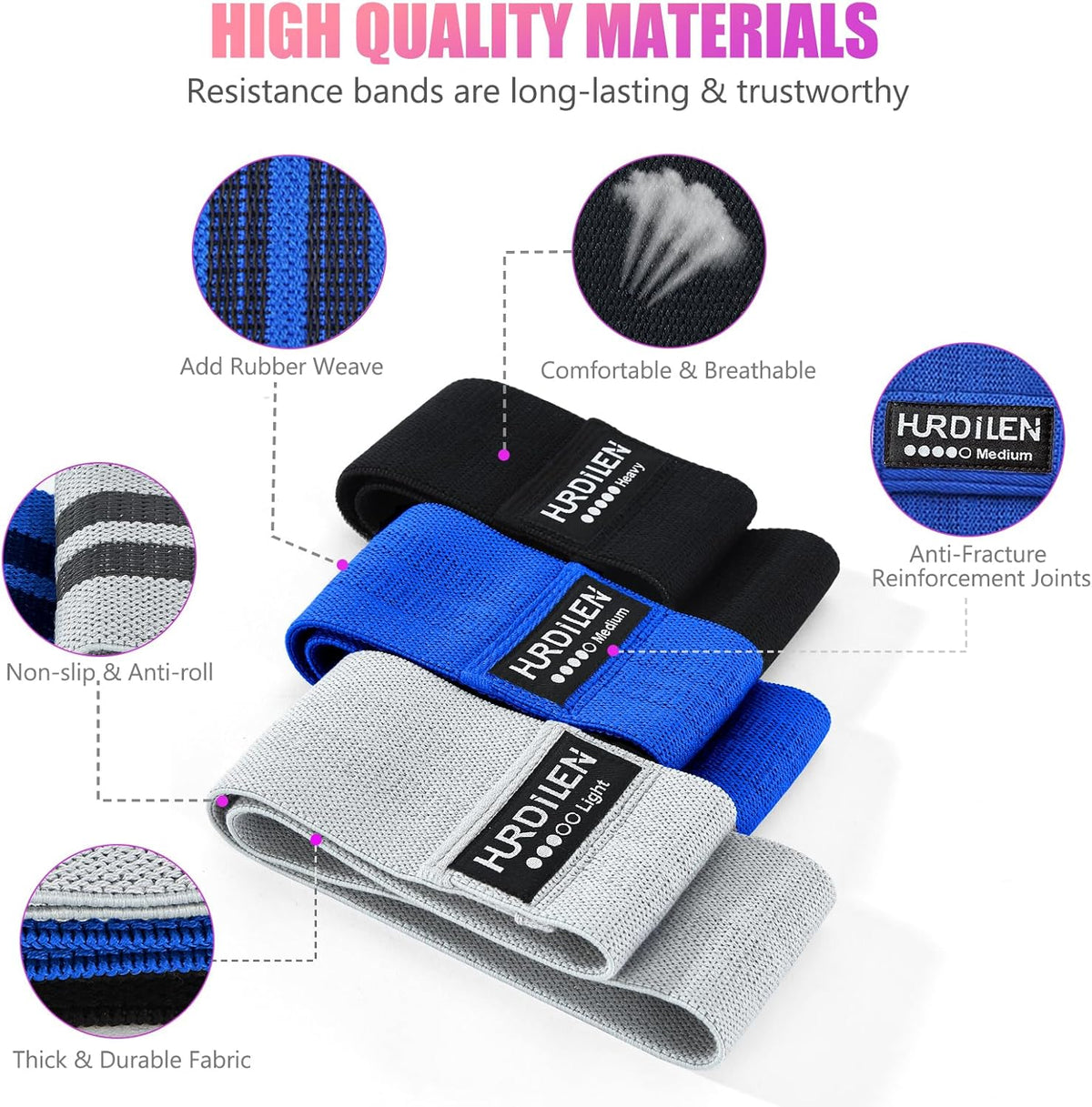Professional Resistance Bands for Exercise - Elastic Stretch Bands for Strength Training, Physical Therapy, and Yoga - Includes Carry Bag - Suitable for Men and Women with 3 Resistance Levels