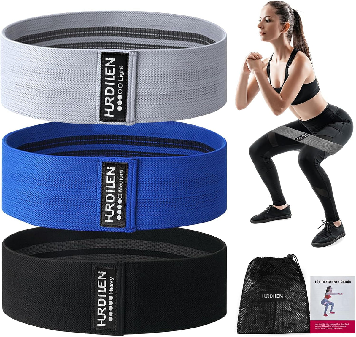 Professional Resistance Bands for Exercise - Elastic Stretch Bands for Strength Training, Physical Therapy, and Yoga - Includes Carry Bag - Suitable for Men and Women with 3 Resistance Levels