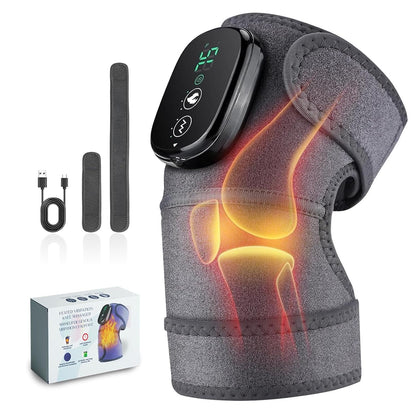 Cordless Heated Knee Massager with Heat & Vibration, 3 Heat Levels & 3 Vibration Modes, 5000Mah USB-C Rechargeable, Adjustable Wrap for Knee, Shoulder, Elbow